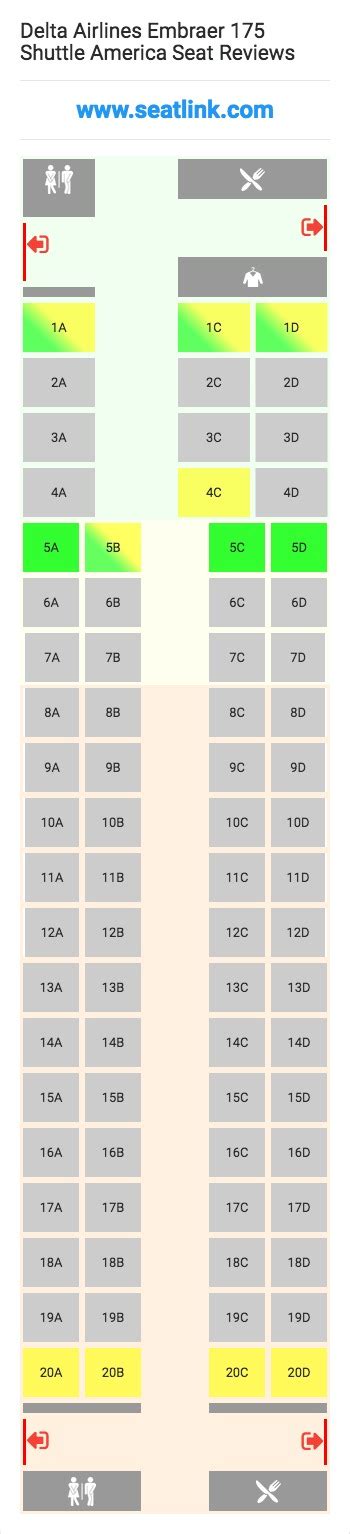 Delta Airlines Embraer 175 Shuttle America (E75) Seat Map | American ...