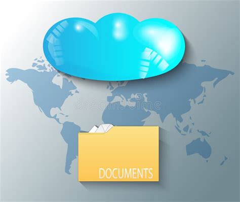 Illustration of Cloud with World Map and Files Stock Vector ...