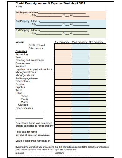 18+ Rental Property Worksheet Templates in PDF | Free & Premium Templates