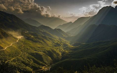 nature, Landscape, Sun Rays, Mountain, Valley, River, Mist, Clouds ...