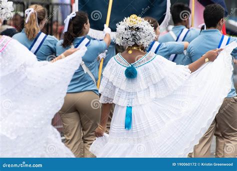 Unidentifiable Woman Wearing Traditional White Panamanian Dress at ...