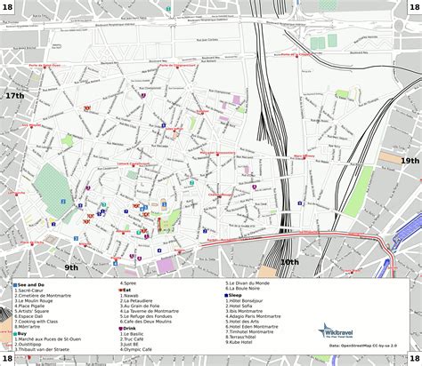 18th arrondissement of Paris map - Map of 18th arrondissement of Paris (France)