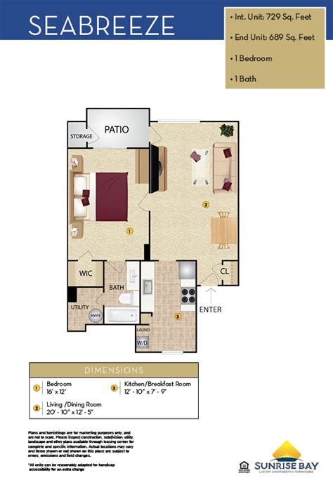 1BR, 2BR and 3BR Floor Plans | Sunrise Bay Apartments and Townhomes