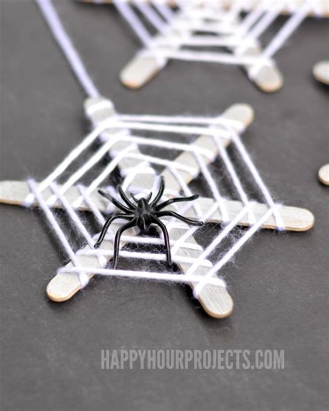 Halloween Crafts for Kids | Craft Stick Spiderwebs