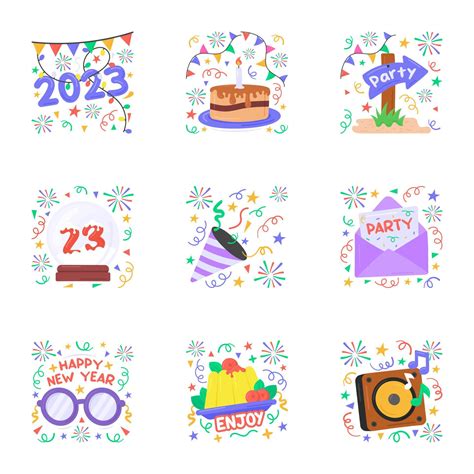 Happy new year 2023 stickers design in modern and trendy style 16280110 Vector Art at Vecteezy