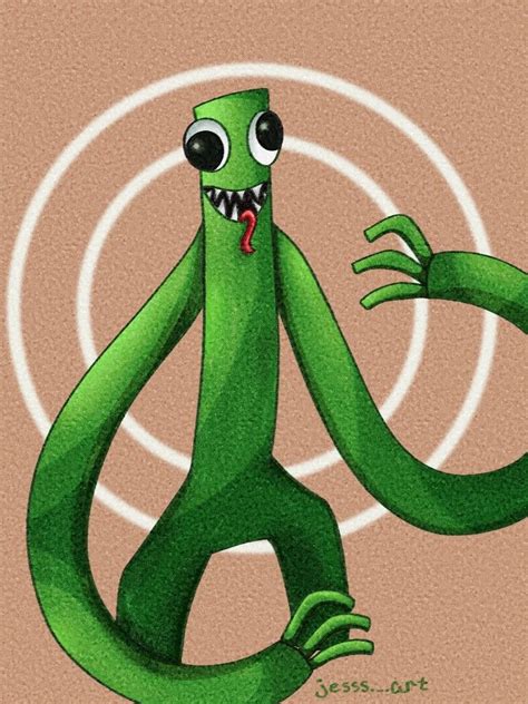 Green fanart from "Rainbow friends" Art Memes, Peace Symbol, Comic Art, Nick, Horror, Fanart ...