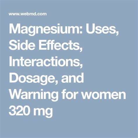 Magnesium: Uses, Side Effects, Interactions, Dosage, and Warning for ...