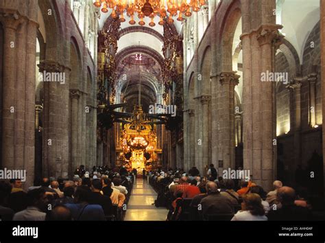 Interior of the Cathedral at Santiago de Compostela Spain Stock Photo ...