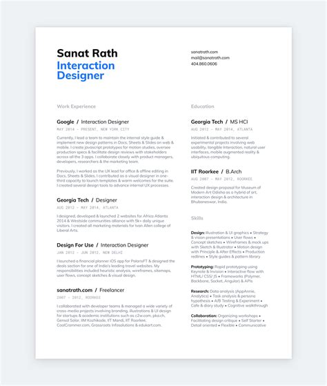 Product Designer Resume Template