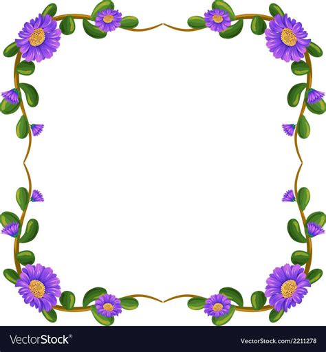 A floral margin with violet flowers Royalty Free Vector Printable ...