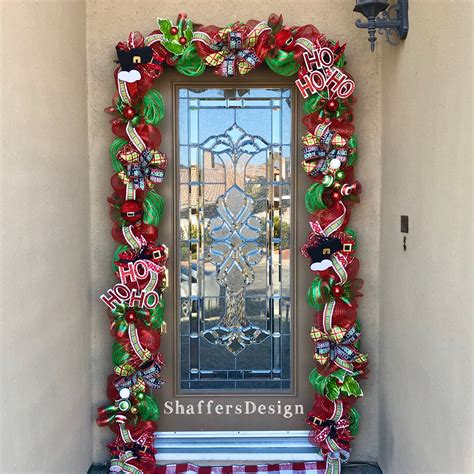 Outdoor Christmas Garland with Lights, Red and Green Christmas Door ...