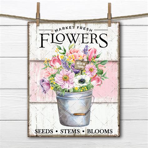 Farmhouse Flower Market DIY Sign, Spring Flowers, Farm Fresh, Flower ...