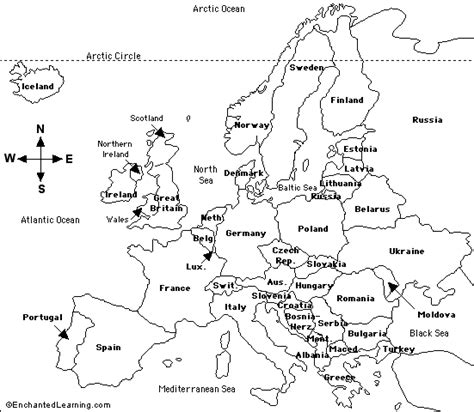 Europe Countries Map Quiz Printable