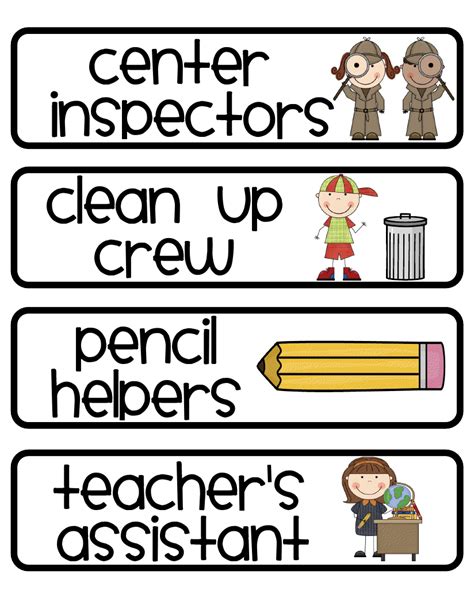 Classroom Jobs for First Grade