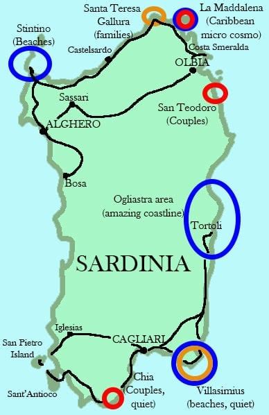 Sardinia Best Beaches Map