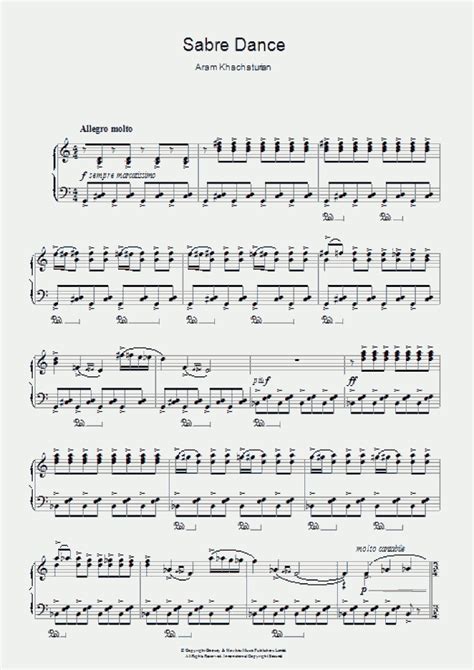 Sabre Dance Piano Sheet Music | OnlinePianist