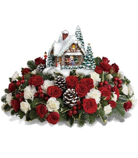 Thomas Kinkade's A Kiss For Santa Christmas Floral Arrangement in ...