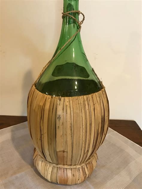 1970s Green Chianti Italian Wine Bottle with Straw Covering | Etsy