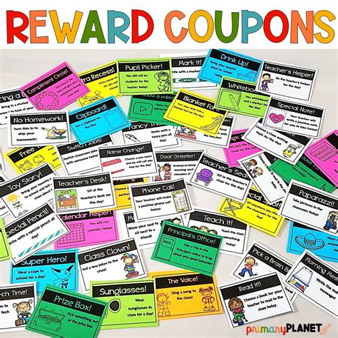 Classroom Rewards - Unique Student Reward Coupons - Primary Planet