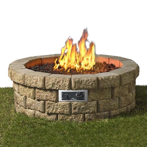 The Outdoor GreatRoom Company Hudson Stone 46-Inch Natural Gas Fire Pit Kit - HUD-46-K : BBQGuys