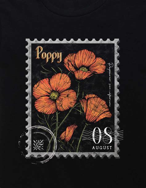 POPPY August Birth Flower Distressed Unisex Kids Tee - BLACK | Tillys