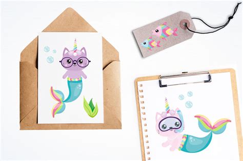 Mermaid Unicorn Cat By Prettygrafik Design | TheHungryJPEG