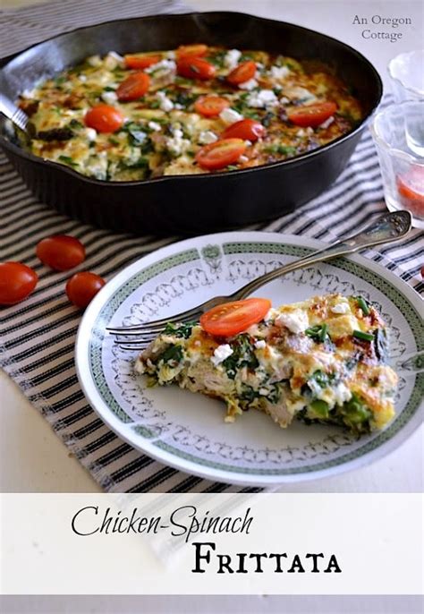 Chicken-Spinach Frittata with Feta & Tomatoes - An Oregon Cottage