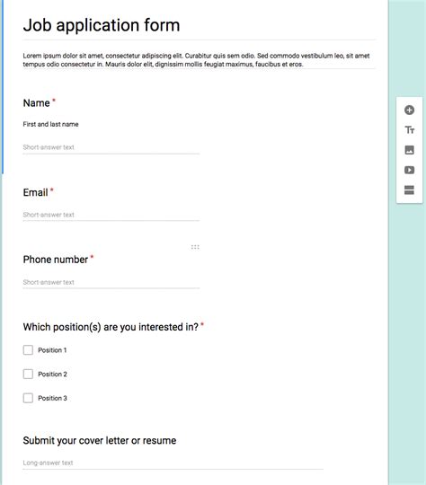 Google Form Template For Job Application