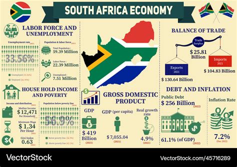 South africa economy infographic charts Royalty Free Vector