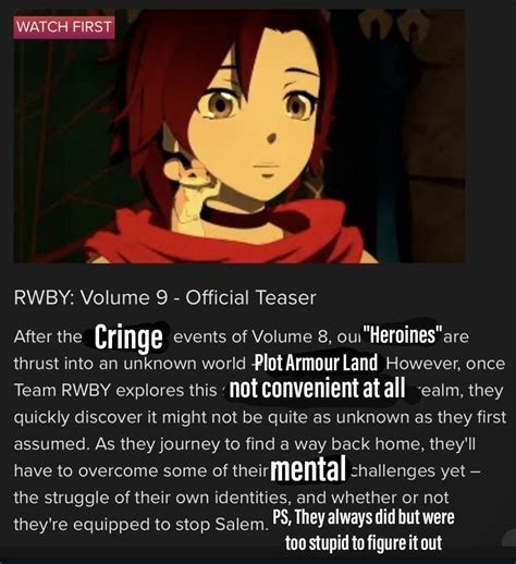 This is RWBY Volume 9'sOfficial Teaser's True Synopsis. : r/RWBYcritics