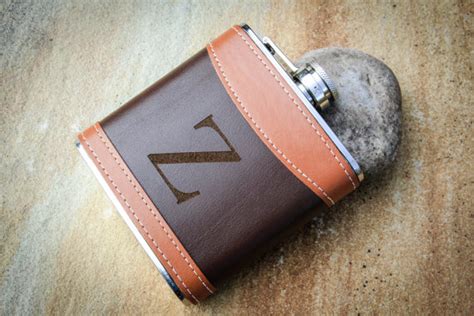 Custom Engraved Leather Flask