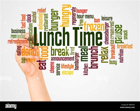 Lunch Time word cloud and hand with marker concept on white background ...