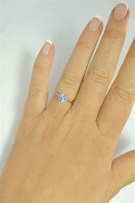 Aquamarine Solitaire Ring Sterling Silver Natural Gemstone Designs