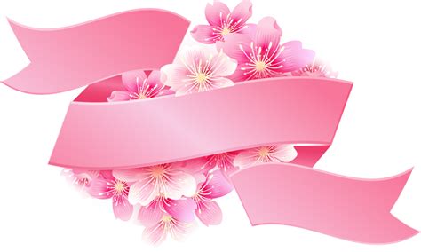 Pink Ribbon with Flowers PNG Image - PurePNG | Free transparent CC0 PNG Image Library