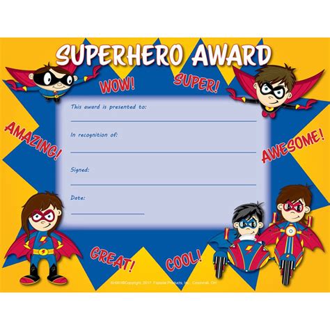 Superhero Award Certificate, 8.5" x 11", Pack of 30 - FLPSH001 ...