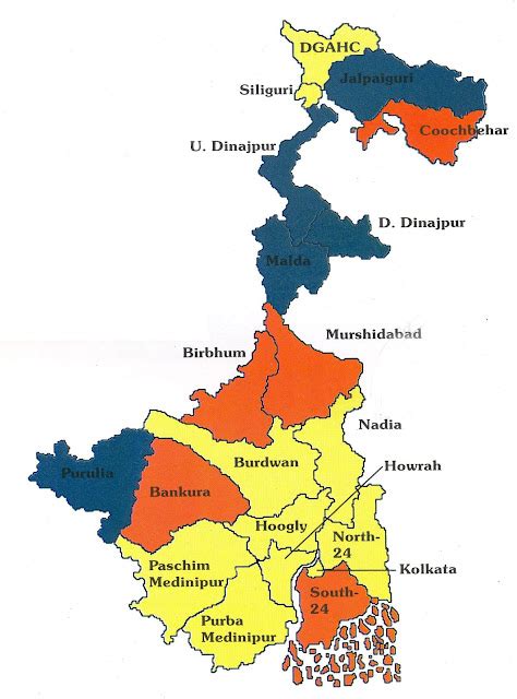 West Bengal Map With District