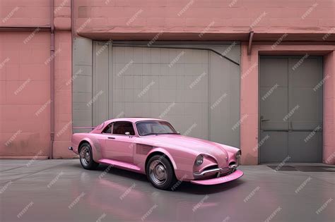 Premium AI Image | A vintage pink convertible car illustration generative ai