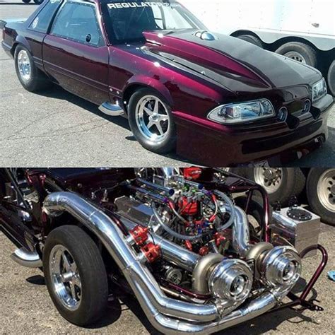 Regulator Racing Twin Turbo Fox Body Ford Mustang 480ci sbf with Twin gen2 Pro Mod 88mm turbos ...