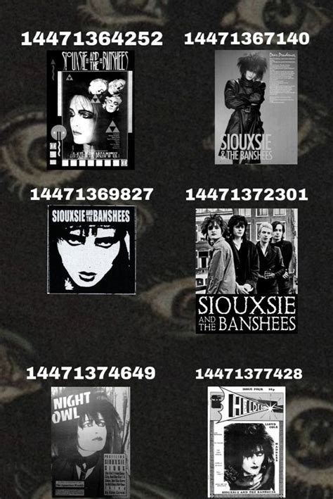 Siouxsie and the Banshees Goth Gothic Roblox Decal code bloxburg poster | Grunge posters, Roblox ...