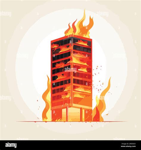 skyscraper on fire vector flat minimalistic isolated Stock Vector Image ...