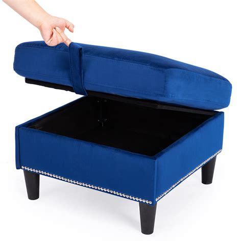 L-Shaped Blue Velvet Convertible Sectional Sofa Couch Ottoman with USB, Storage | eBay