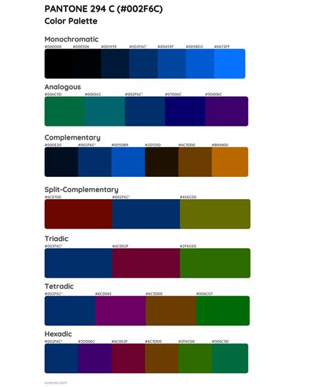 PANTONE 294 C color palettes and color scheme combinations - colorxs.com