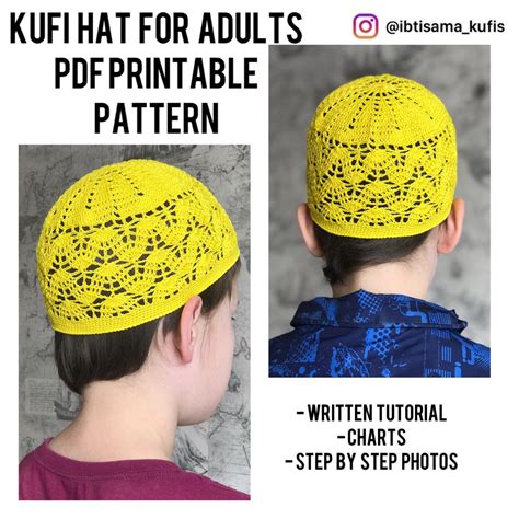 Adults crochet summer kufi cap PDF pattern - Inspire Uplift