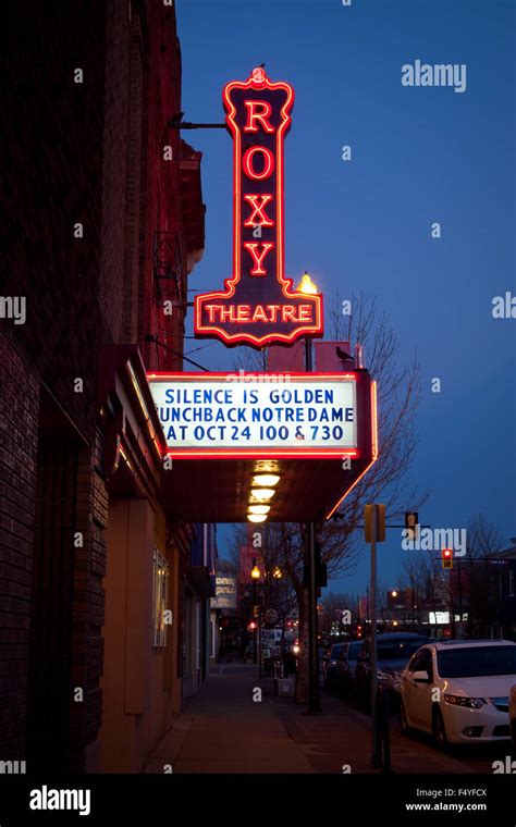 A night view of sign and marquee of the Roxy Theatre in the Riversdale neighbourhood of ...