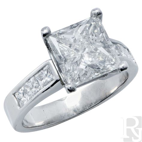 3 Carat Princess Cut Diamond H/I1 Platinum Engagement Ring - Regent ...