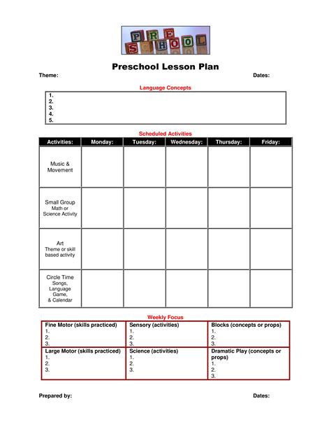 Free Blank Preschool Lesson Plan Templates Of Elegant Free Printable Preschool Lesson Plan - Vrogue