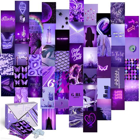 Buy KOLL DECOR Purple Pictures Wall Decor Aesthetic Wall Collage Kit ...