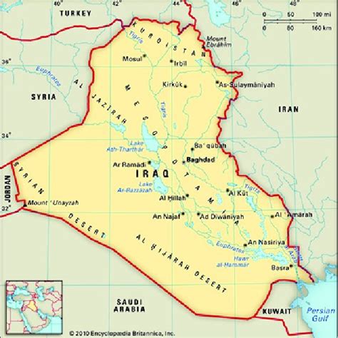 Map of Iraq showing the Tigris and Euphrates Rivers. | Download ...