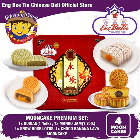 4-in-1 Premium: Mooncake Durian + Mooncake Mango Jam + Mooncake Choco Banana Lava Mooncake ...