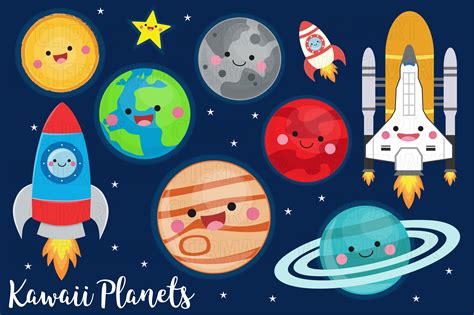 Kawaii Planets Gráfico por magreenhouse · Creative Fabrica